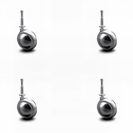 Service Caster 2 Inch Bright Chrome Metal Ball Caster - Grip Neck Stem - SCC, 4PK SCC-GN01S20-DCS-BC-4